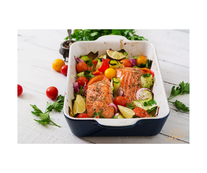 Baked Salmon and Rainbow Veggies